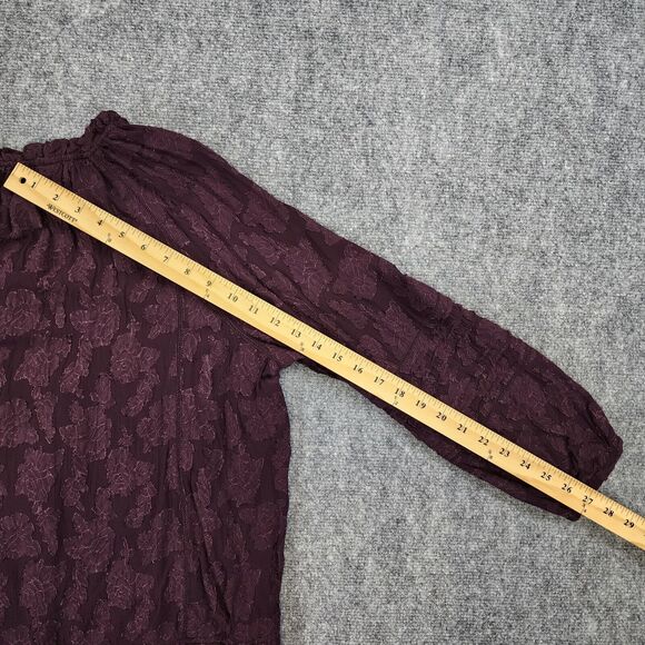 J Jill Top Womens Medium Purple Ventana Jacquard Popover Blouse Casual Boho Chic - Picture 7 of 15